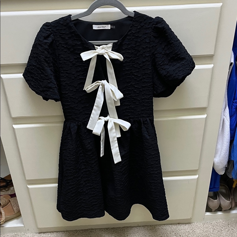 Black Dress with White Bows